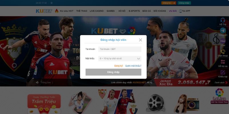 Điền đầy đủ các thông tin qua trọng theo yêu cầu của Kubet