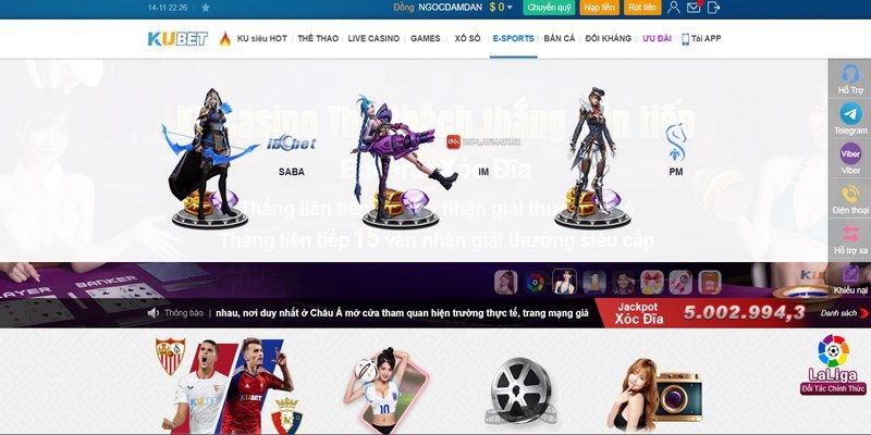 E-sport Kubet là một trong những sảnh chơi hot nhất hiện nay