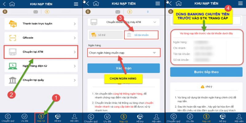 Hình thức nạp tiền vào Kubet từ cây ATM